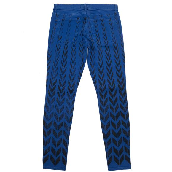 Current/Elliott The Ankle Skinny Cobalt Blue Chevron Jeans Size 29 - Picture 2 of 11